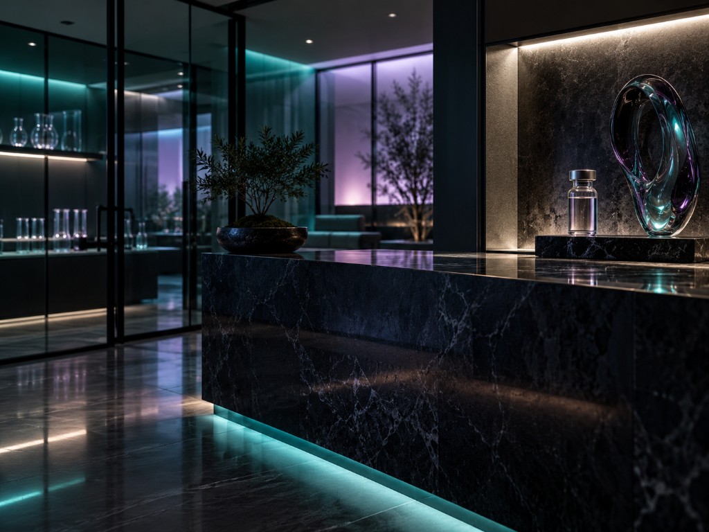 Premium laboratory interior with teal accent lighting